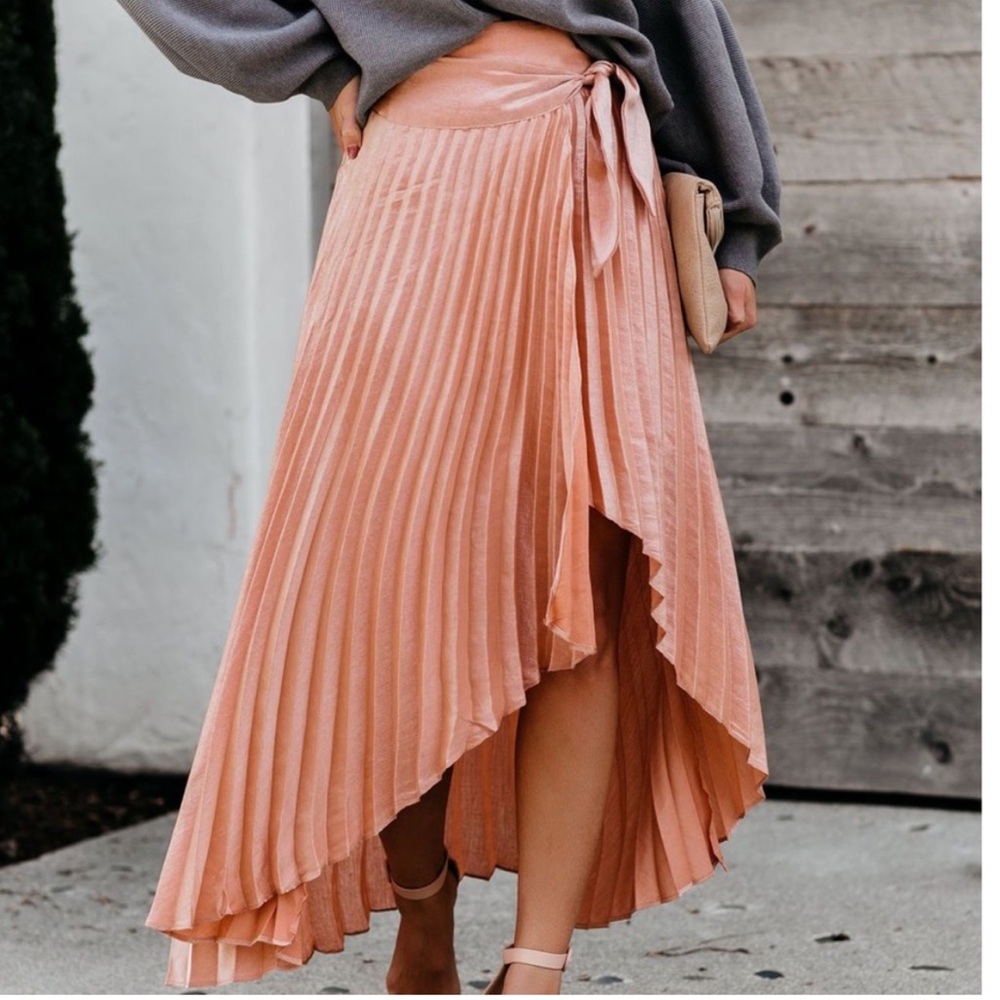 Elegant Asymmetrical Pleated Maxi Skirt